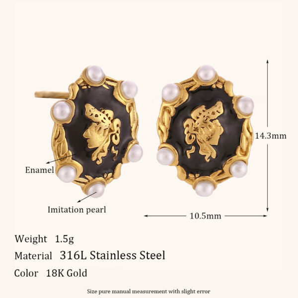 Special Interest Light Luxury Earrings Jewelry Vintage Pearl Portrait Dripping Stud Earrings - Image 6