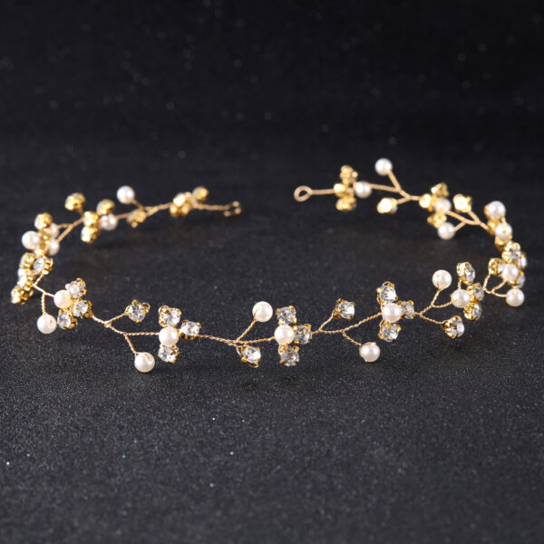 Bride Hair Accessories Pearl Rhinestone Headband White Gauze Dress Bridal Jewelry Children's Hair Accessories - Image 2
