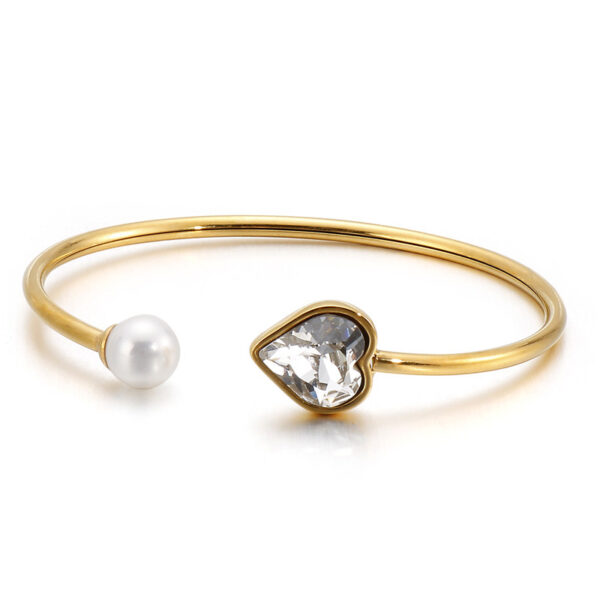 Japan And South Korea Small Jewelry Golden Pearl Love Glass Stone - Image 3