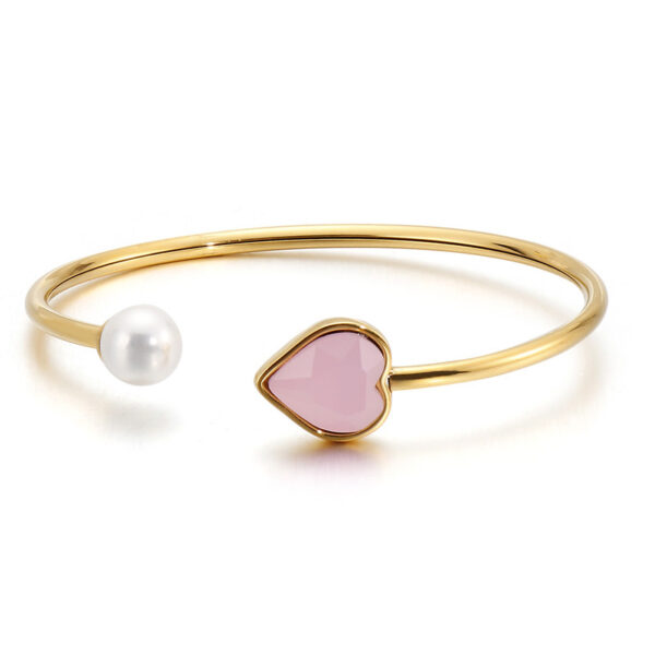 Japan And South Korea Small Jewelry Golden Pearl Love Glass Stone - Image 6