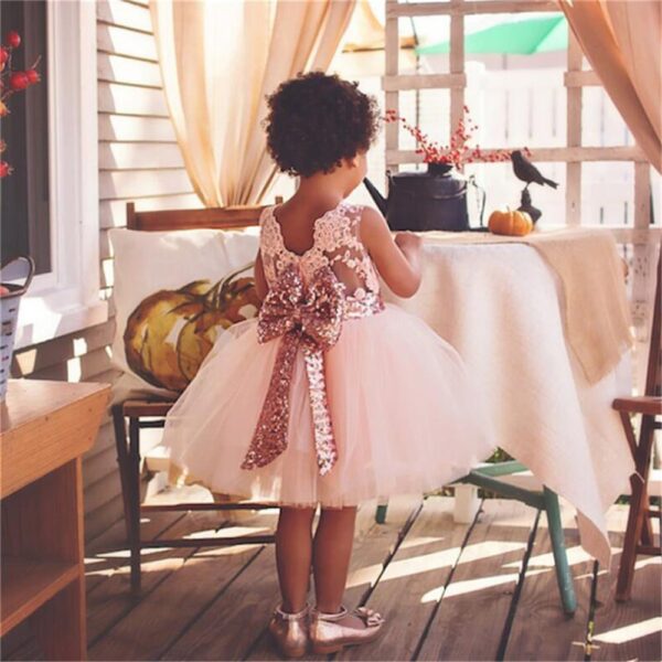 Girl's Sequined Bow Dress - Image 4