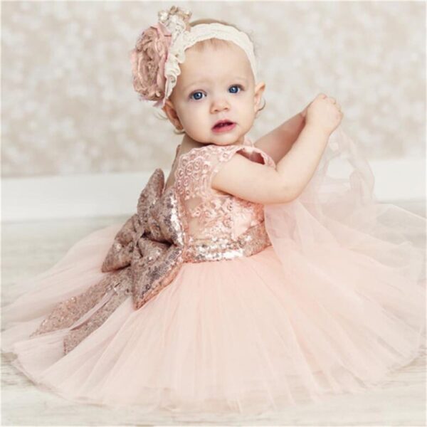 Girl's Sequined Bow Dress - Image 6