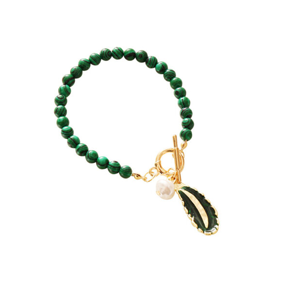 Personalized Retro Fashion Malachite Leaf Pearl Jewelry - Image 4