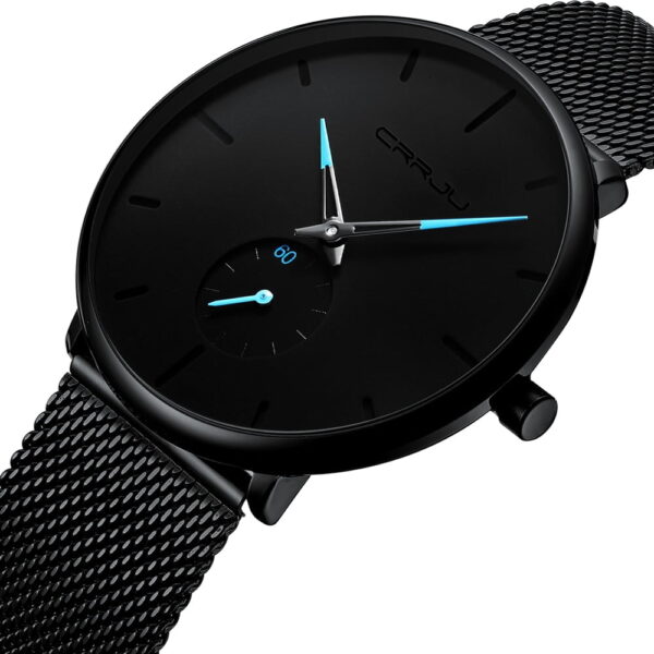 Men's Classic Style Black Steel Watch - Image 3