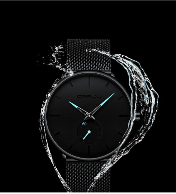 Men's Classic Style Black Steel Watch - Image 7