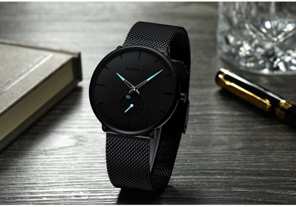 Men's Classic Style Black Steel Watch - Image 4