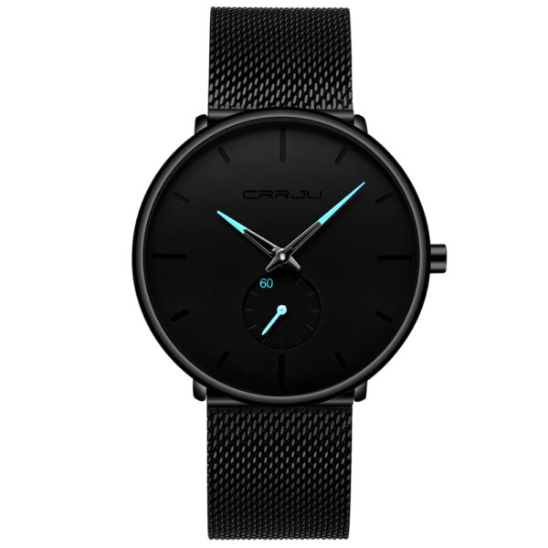 Men's Classic Style Black Steel Watch - Image 2