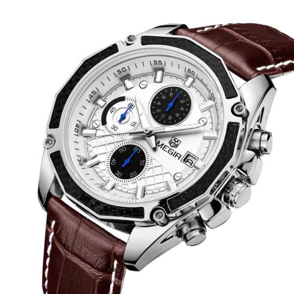 Quartz Wristwatches for Men with Leather Strap and Chronograph