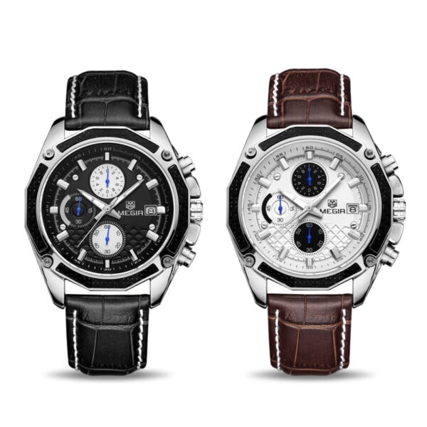 Quartz Wristwatches for Men with Leather Strap and Chronograph - Image 4