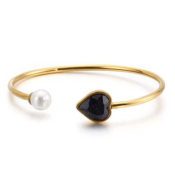 Japan And South Korea Small Jewelry Golden Pearl Love Glass Stone
