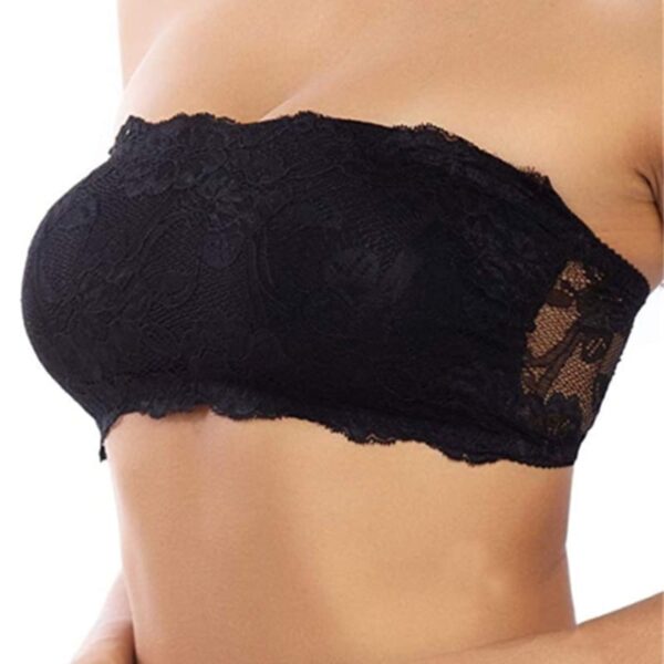 Women's Strapless Lace Bra - Black, 2XL