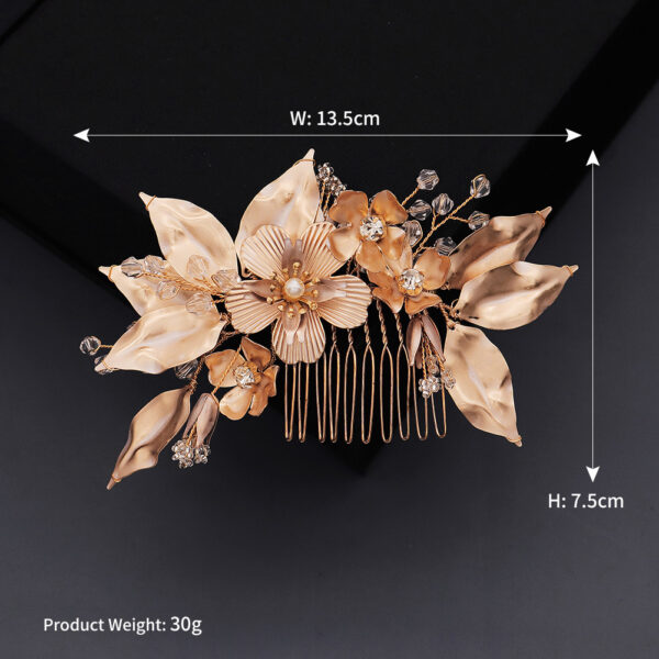 Bride high-end golden flowers hand-inserted comb - Image 6