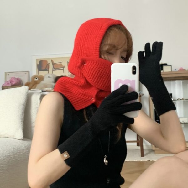 Solid Warm Knitting Wool Mask Hat