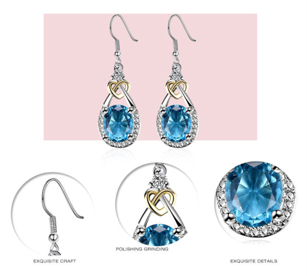 Fine Jewelry S925 Sterling Silver Blue Sapphire Earrings - Image 4
