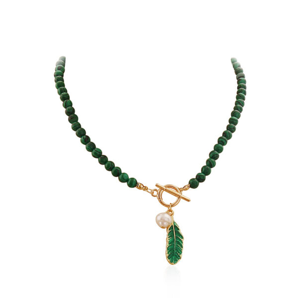 Personalized Retro Fashion Malachite Leaf Pearl Jewelry - Image 5