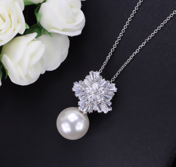 Pearl Earrings for Women with Luxury Fireworks Shaped Cubic Zirconia Woman Jewelry Birthday Gift - Image 7