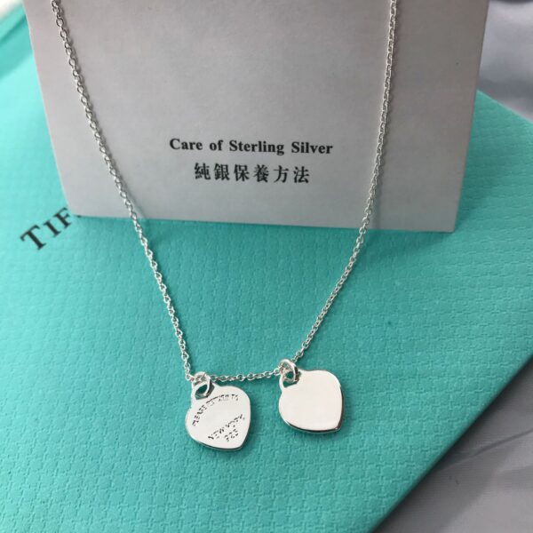 Silver Double Heart Necklace - Image 3