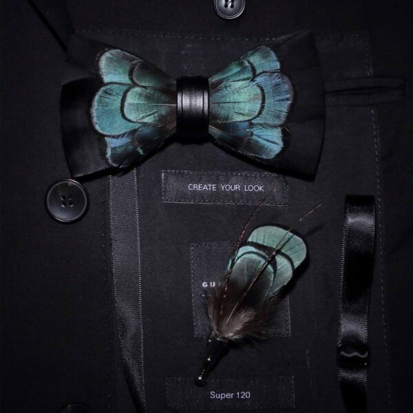 Men's Wedding High-End Feather Bow Tie Suit - Image 5