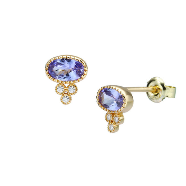 Vintage Earrings 925 Sterling Silver Garnet Blue Topaz Stud Earrings - Image 5