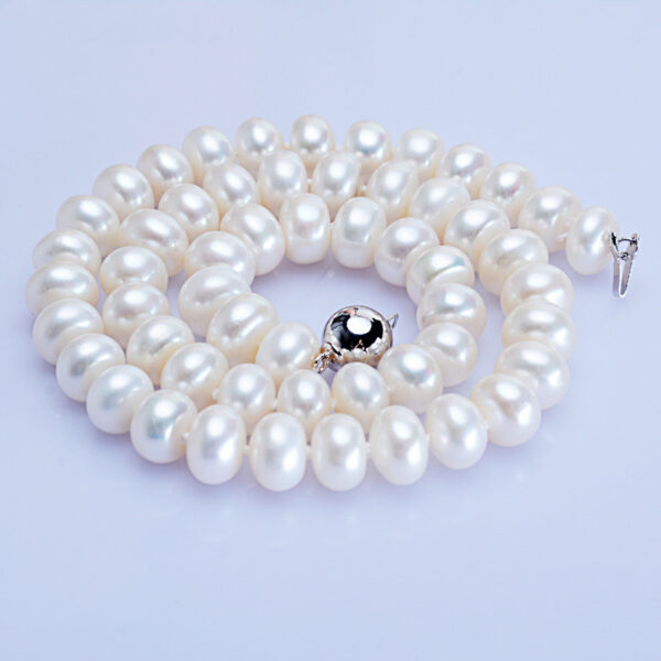 Dailan Jewelry Freshwater Pearl Necklace 10-11mm Steamed Bread Round Strong Light Ball Button Necklace Jewelry Factory Wholesale - Image 2