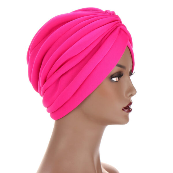 New Headwraps Hats For Women Solid Twist Ruffle Cotton Caps Chemo Beanies Turban Headwear Hats For Cancer - Image 5