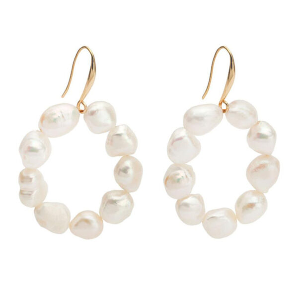 Qingdao Jewelry Wholesale Freshwater Baroque Pearl Hoop Earrings Women European and American Fashion Temperament 2019 New