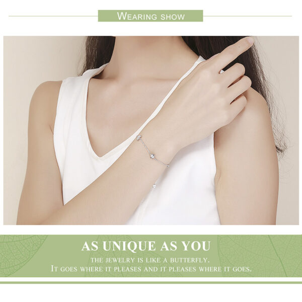 BAMOER Genuine 100 925 Sterling Silver Lobster Clasp Star And Moon Clear CZ Bracelet Bangles for Women Silver Jewelry SCB081 - Image 3