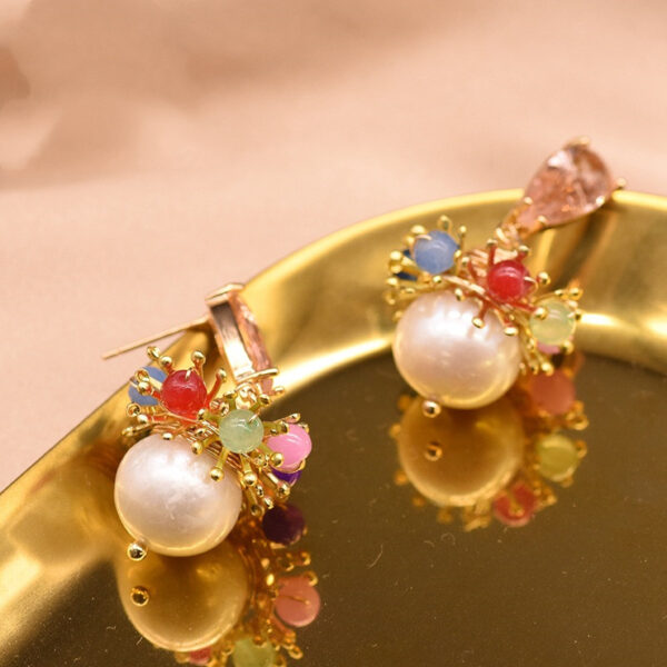 GLSEEVO Natural Water White Pearl Drop Earring 925 Sterling Silver For Women Girls Pendant Colorful Fine Jewelry GE0818 - Image 5