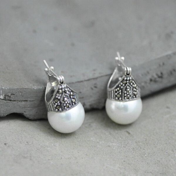 Lotus Fun Real 925 Sterling Silver Natural Mother Of Pearl Earrings Fine Jewelry Vintage Fashion Drop Earrings For Women Brincos - Image 4