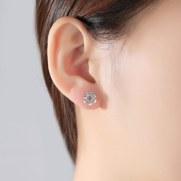High-End Korean Two-Tone Gold Flower Bud Earrings - Image 4
