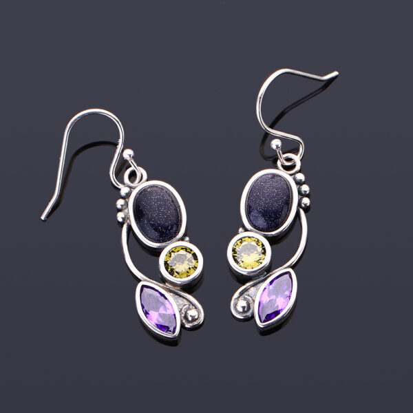 S925 Sterling Silver Earring Wedding Blue Sandstone Drop Earrings For Women Fine Jewelry Earring Girl's Party Engagement Gifts - Image 4