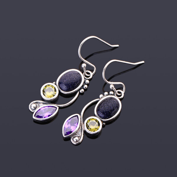 S925 Sterling Silver Earring Wedding Blue Sandstone Drop Earrings For Women Fine Jewelry Earring Girl's Party Engagement Gifts - Image 5