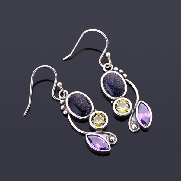 S925 Sterling Silver Earring Wedding Blue Sandstone Drop Earrings For Women Fine Jewelry Earring Girl's Party Engagement Gifts - Image 2