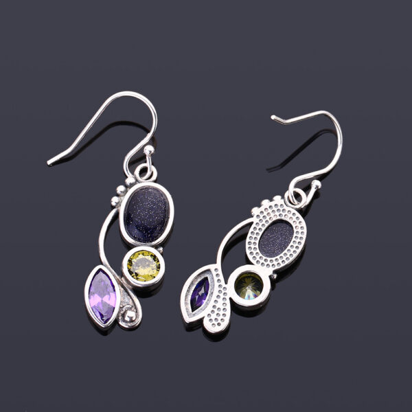 S925 Sterling Silver Earring Wedding Blue Sandstone Drop Earrings For Women Fine Jewelry Earring Girl's Party Engagement Gifts - Image 3