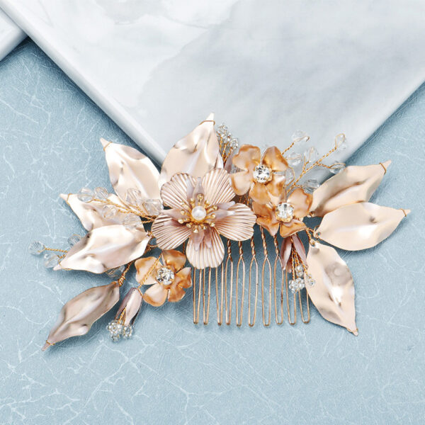 Bride high-end golden flowers hand-inserted comb - Image 5
