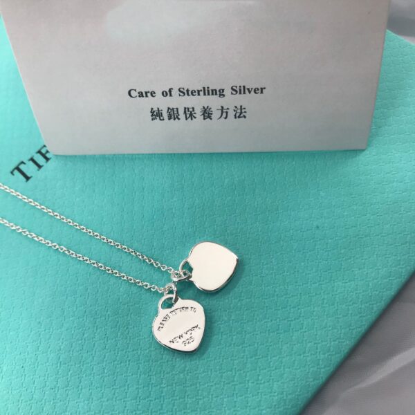 Silver Double Heart Necklace - Image 5
