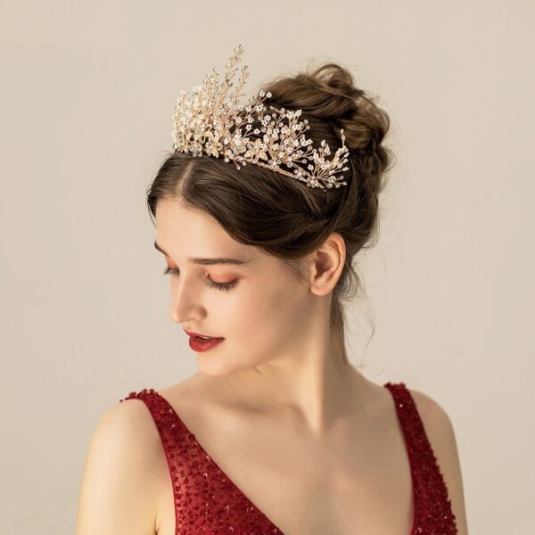 Multi-layer Rice Beads Rhinestone Bridal Headwear - Image 3