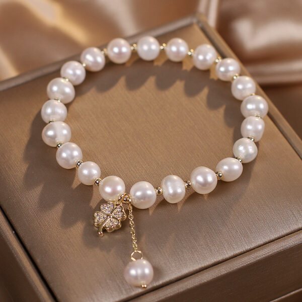 Natural Freshwater Pearl Bracelet Light Luxury Four-leaf Clover Simple Hand Jewelry - Image 7
