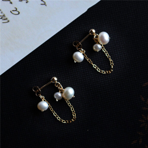 Freshwater Pearl Fringe Stud Earrings - Image 5