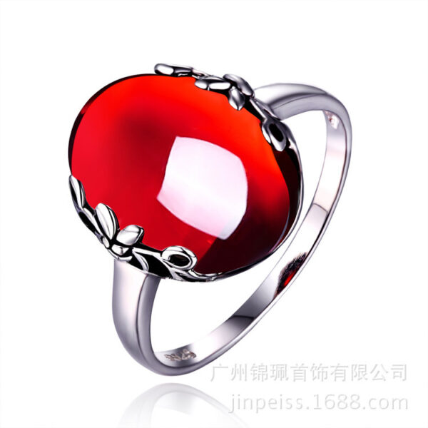 S925 sterling silver jewelry set retro gorgeous red zircon bridal jewelry, high-end fashion silver wholesale - Image 2