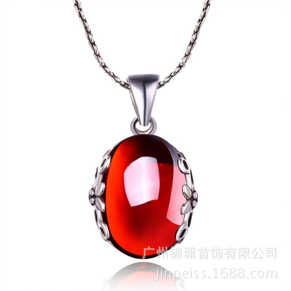 S925 sterling silver jewelry set retro gorgeous red zircon bridal jewelry, high-end fashion silver wholesale - Image 6