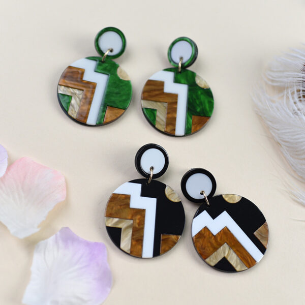 Acetate plate colorful geometric earrings - Image 4
