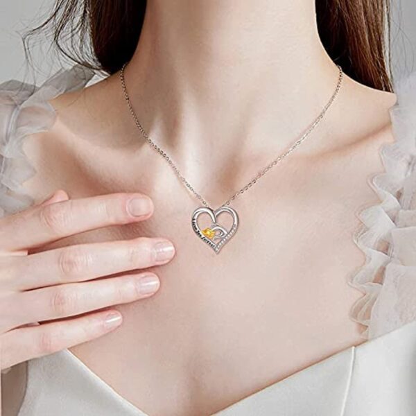 Mother and Child Hands Love Heart Pendant Necklace Jewelry for Women I Love You Forever - Image 2