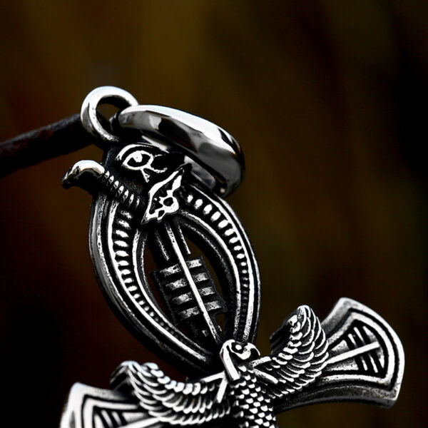Vintage Egyptian Cross Stainless Steel Pendant - Image 2
