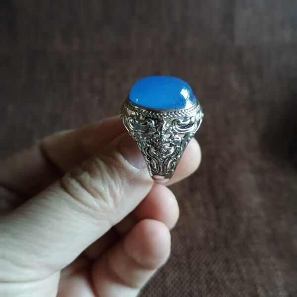 Chalcedony Gemstone Men's Ring Live Mouth - Image 2