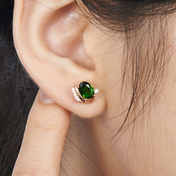 Emerald Treasure Stud Earrings Vintage Green Tourmaline Color Treasure Crystal Women's - Image 4