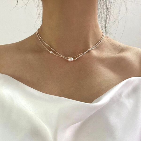 ASHIQI Natural Freshwater Pearl Necklace for Women 925 Sterling Silver Chain Fashion Jewelry Gift - Image 5