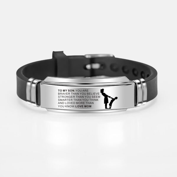 To My Son Daughter Painting Inspirational Stainless Steel Charms Adjustable Silicone Bracelet - Image 4