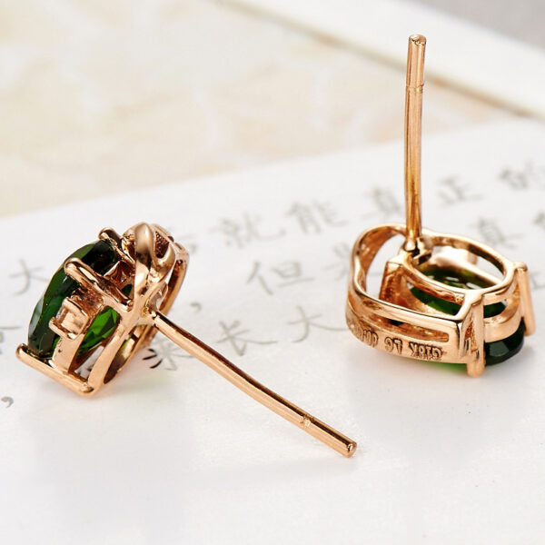 Emerald Treasure Stud Earrings Vintage Green Tourmaline Color Treasure Crystal Women's - Image 2