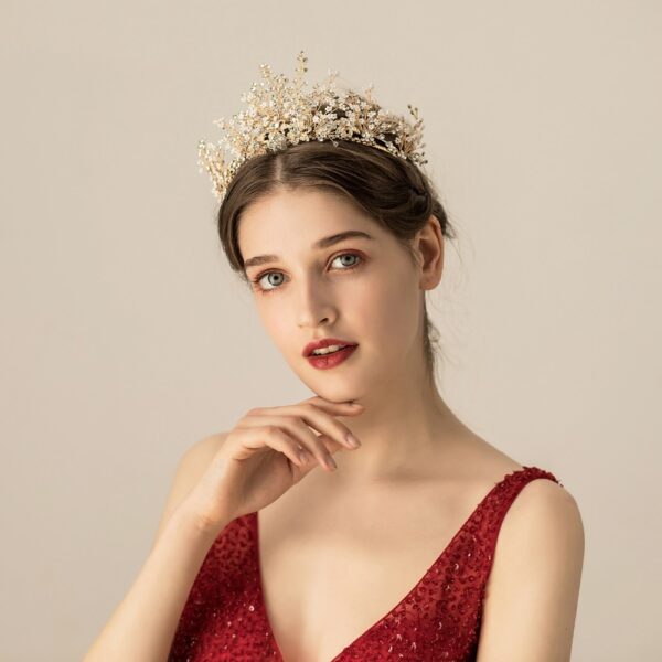 Multi-layer Rice Beads Rhinestone Bridal Headwear - Image 2
